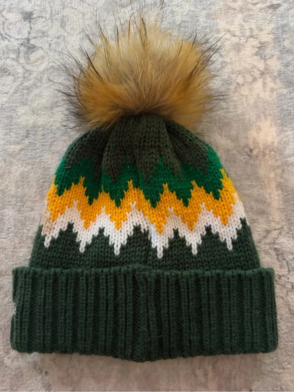 NFL Dark Green Gold White Pom Cuff Beanie with Team G Patch